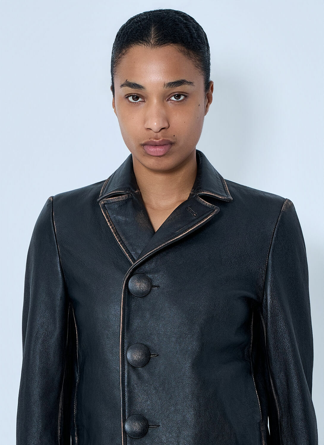 MM6 Maison Margiela Leather Button-Front Jacket