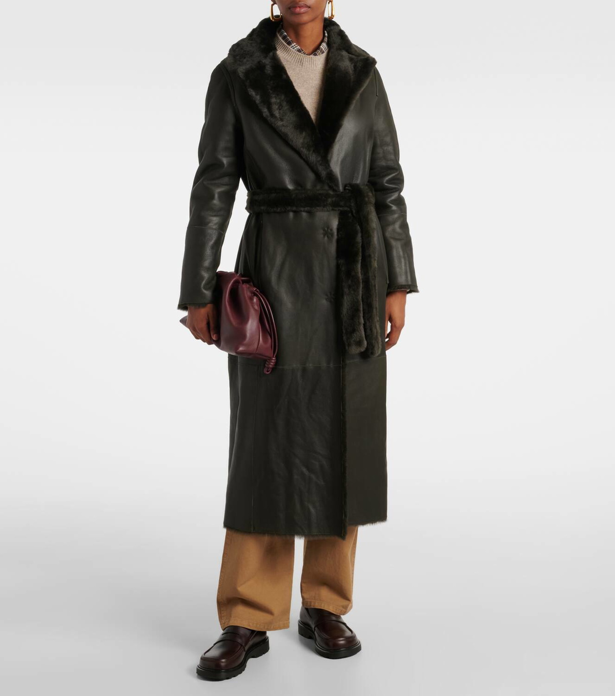 Yves Salomon Reversible belted shearling coat