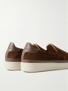 Mulo - Leather-Trimmed Waxed-Suede Slip-On Sneakers - Brown