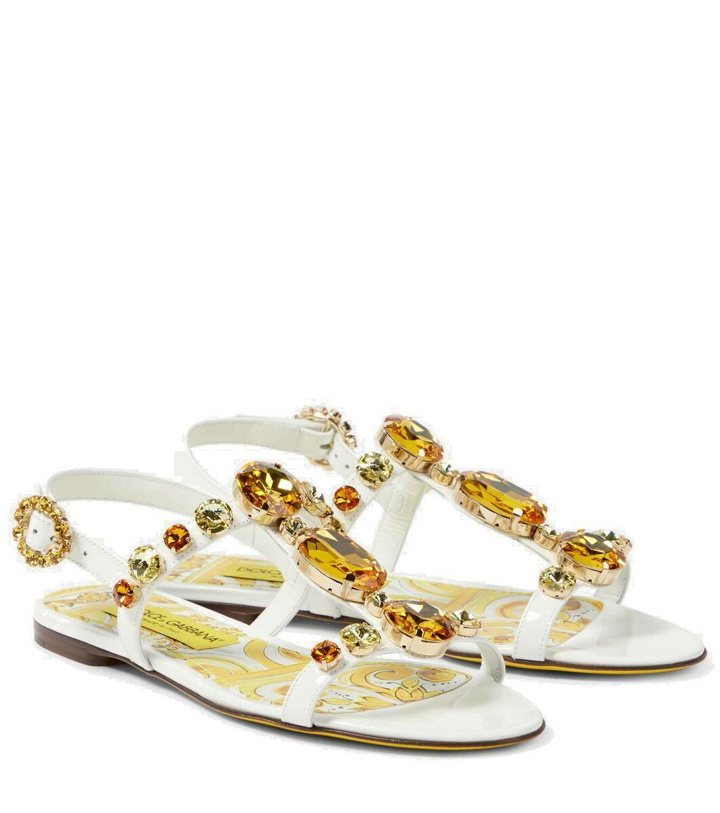 Photo: Dolce&Gabbana Majolica embellished patent leather sandals