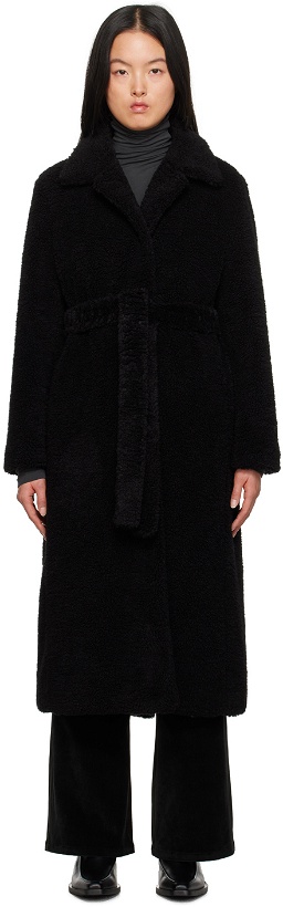 Photo: Youth Black Belted Faux-Shearling Coat