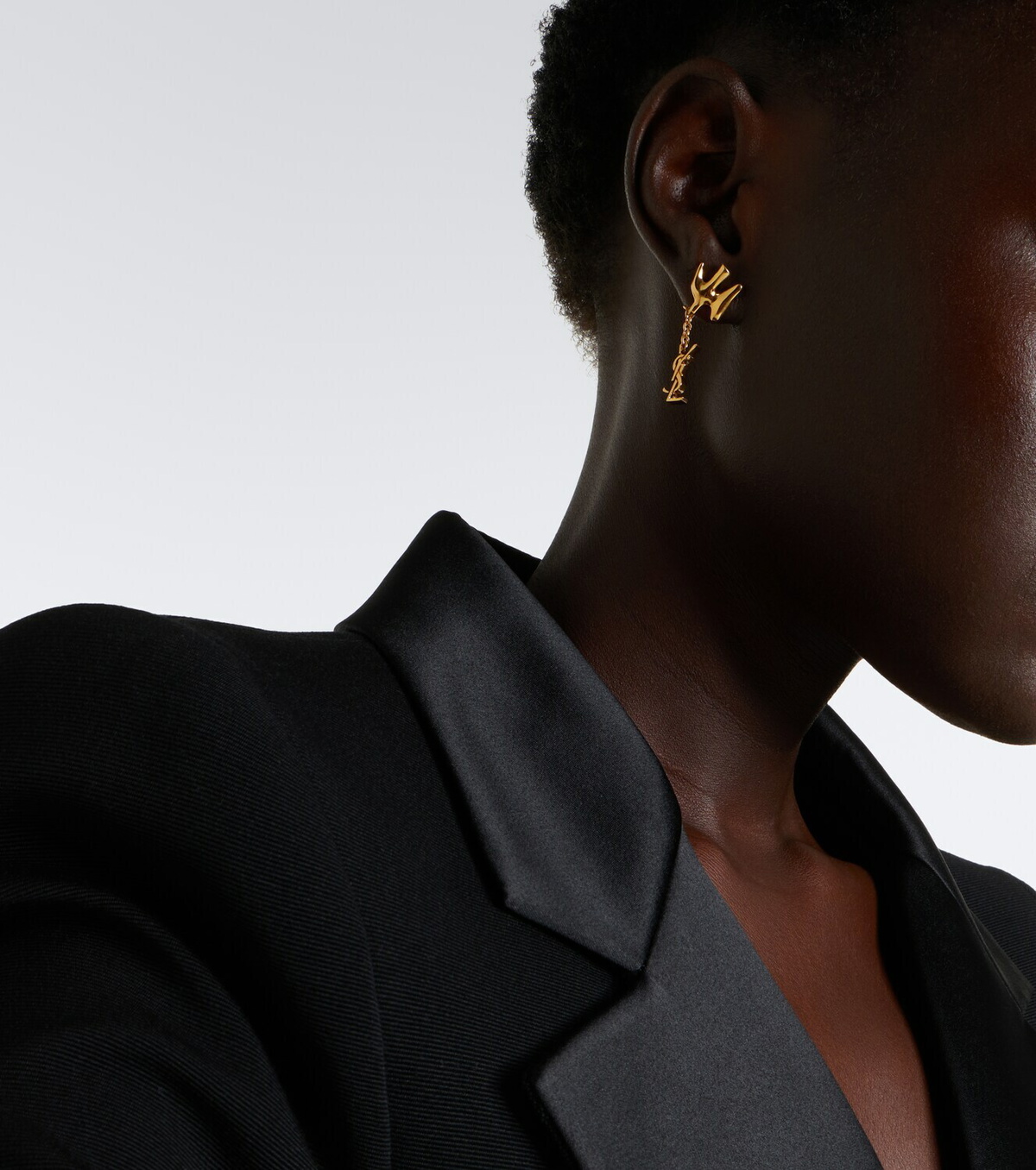 Saint Laurent Cassandre brass earrings