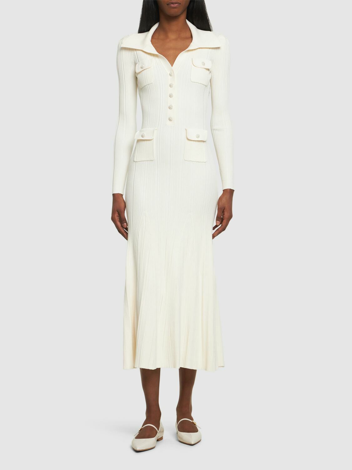 SELF-PORTRAIT - Viscose Blend Knit Midi Dress Self-Portrait