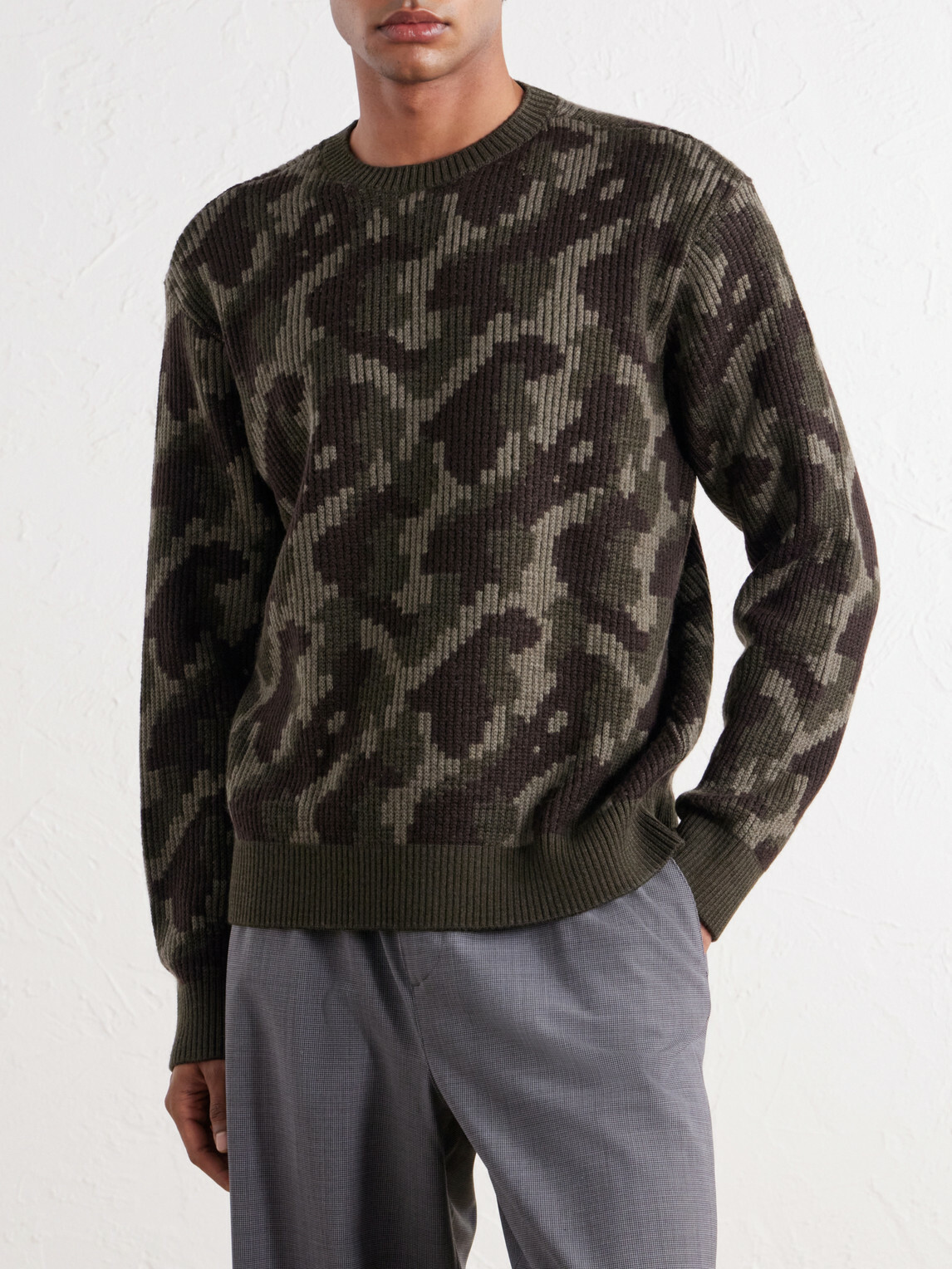 Aimé Leon Dore - Camouflage-Ribbed Wool Sweater - Green