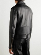 Balmain - Double-Breasted Leather Biker Jacket - Black