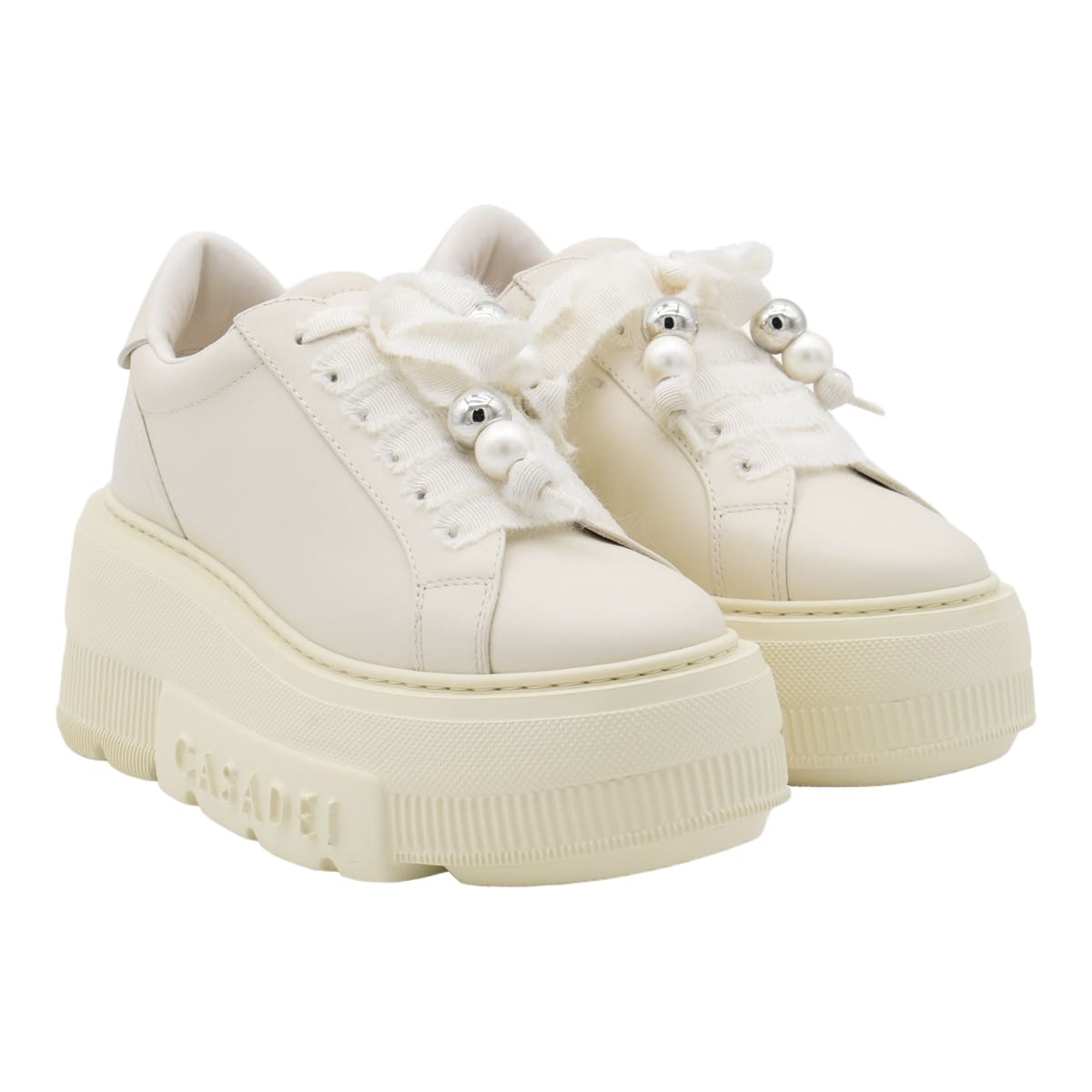 Casadei Milk Leather Nexus Sneakers