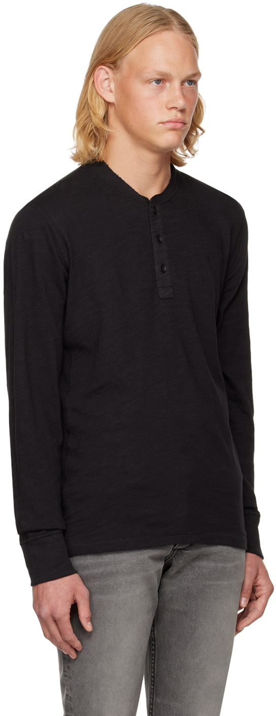 rag & bone Black Classic Flame Henley Rag and Bone