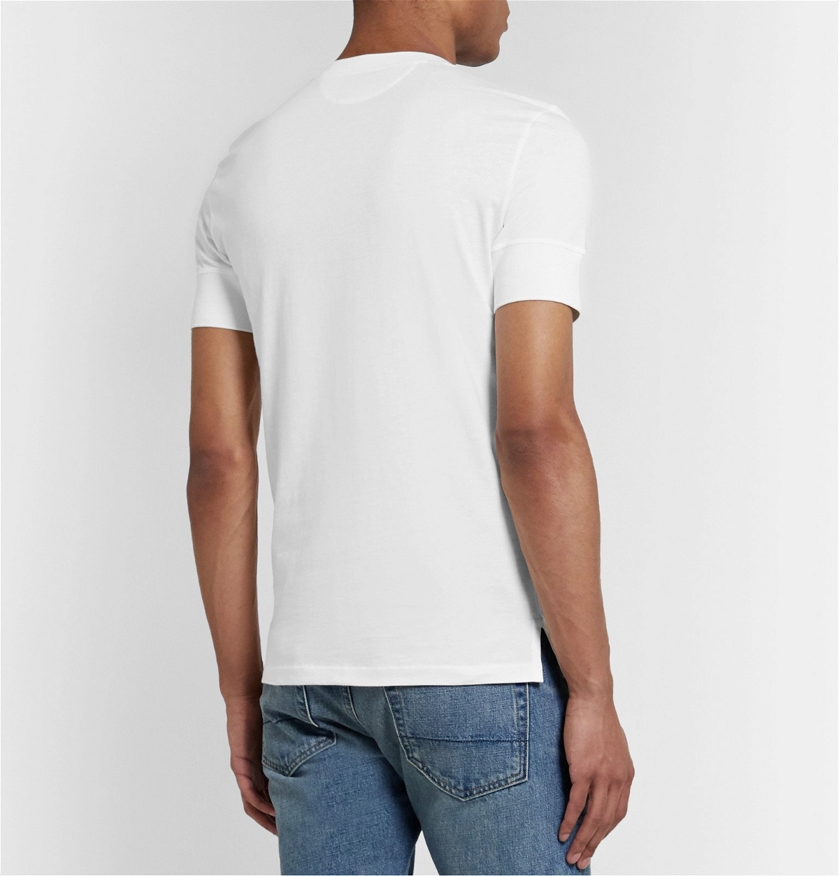 TOM FORD - Slim-Fit Cotton-Jersey Henley T-Shirt - White TOM FORD