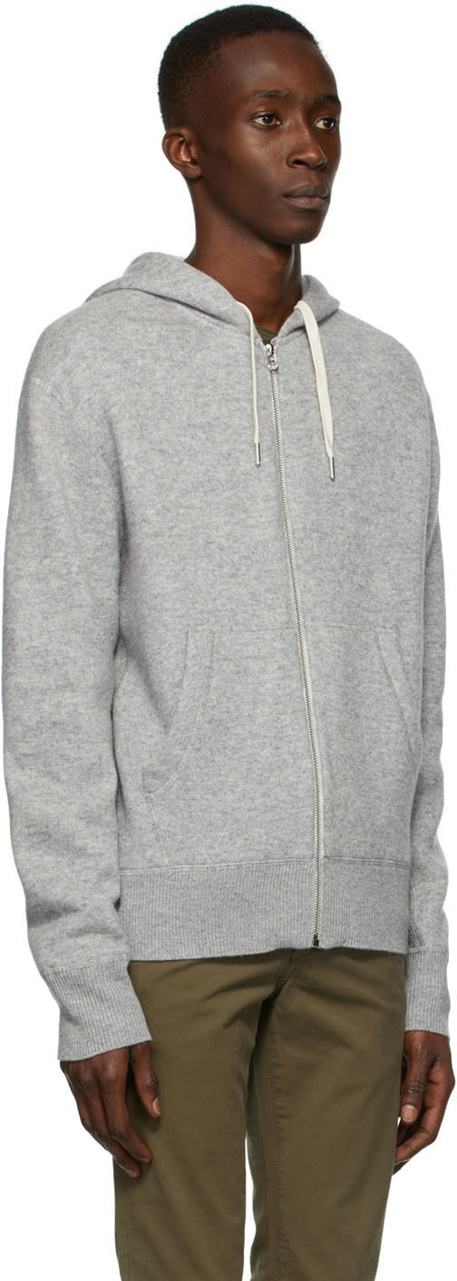 Grey cashmere hot sale zip hoodie