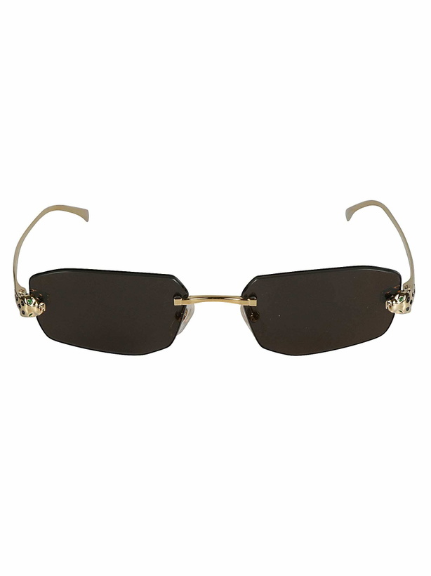 Photo: Cartier Eyewear Metal Temple Rimless Sunglasses