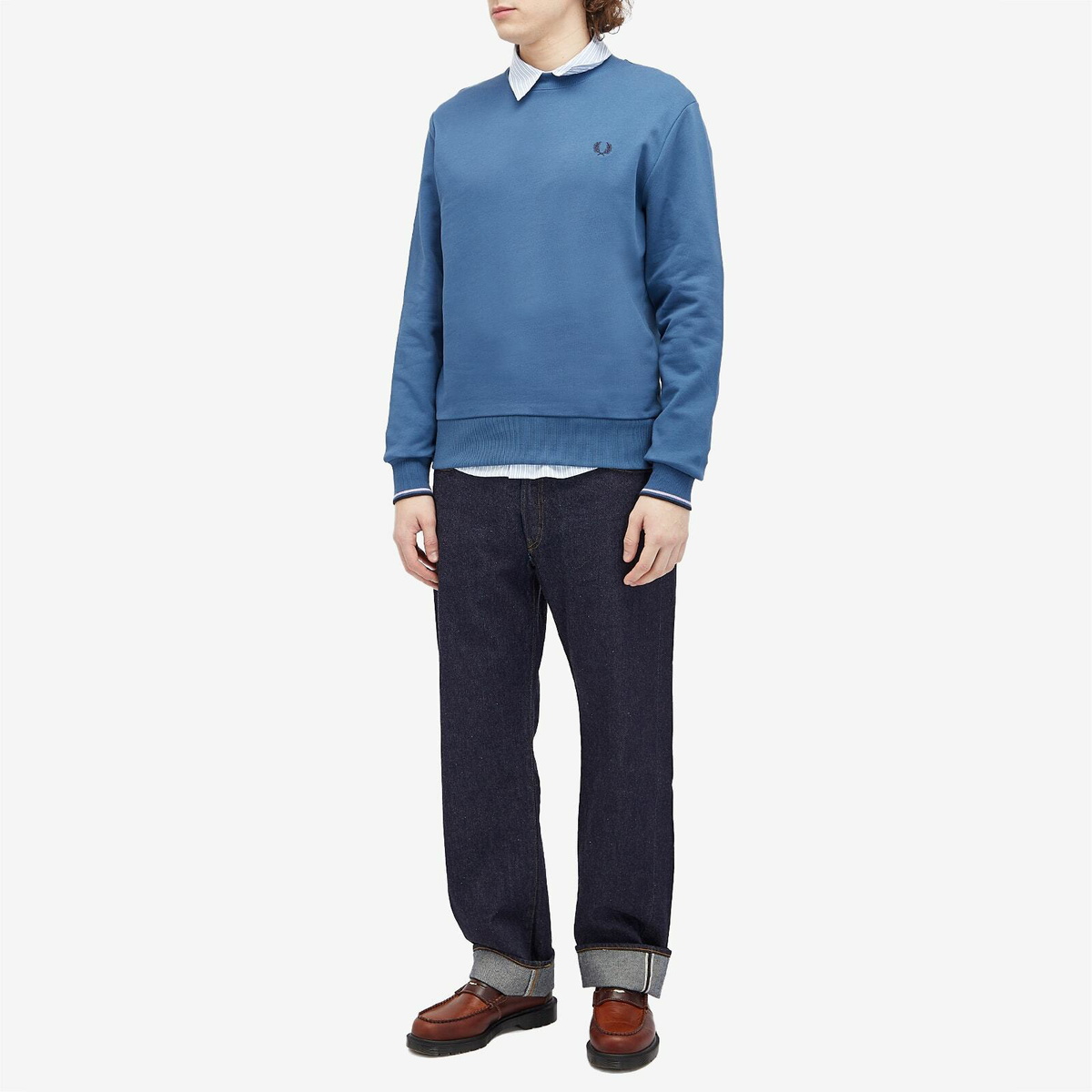 Fred Perry Men's Crew Sweatshirt in Midnight Blue/Ultraviolet/Navy