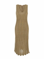 TwinSet Green Long Dress With V-neck And All-over Pleated Details In Viscose Blend Woman