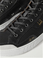 Dunhill - Court Leather- and Suede-Trimmed Canvas High-Top Sneakers - Black