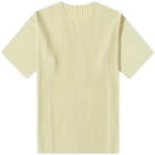 Homme Plissé Issey Miyake Men's Pleated T-Shirt in Yellow Hued