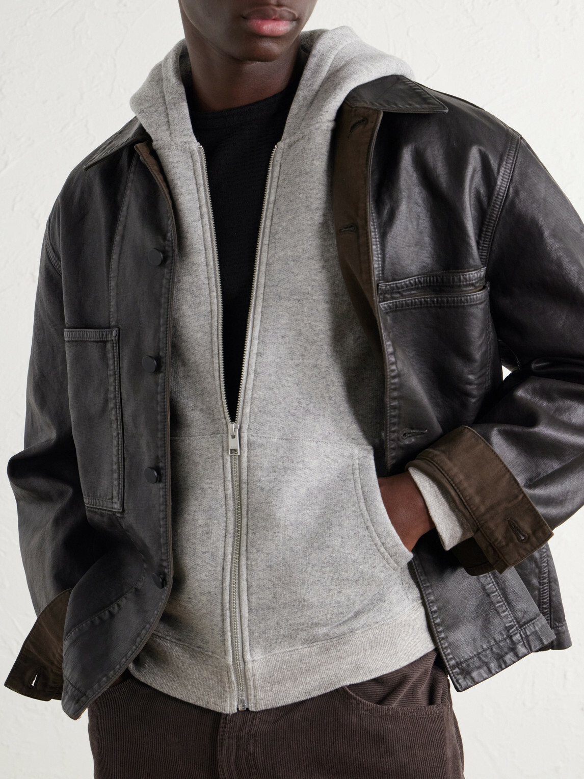 FRAME - Cotton-Jersey Zip-Up Hoodie - Gray