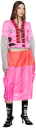 SC103 Pink Colorblocked Midi Skirt