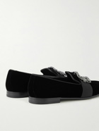 Manolo Blahnik - Carlton Embellished Grosgrain-Trimmed Velvet Loafers - Black