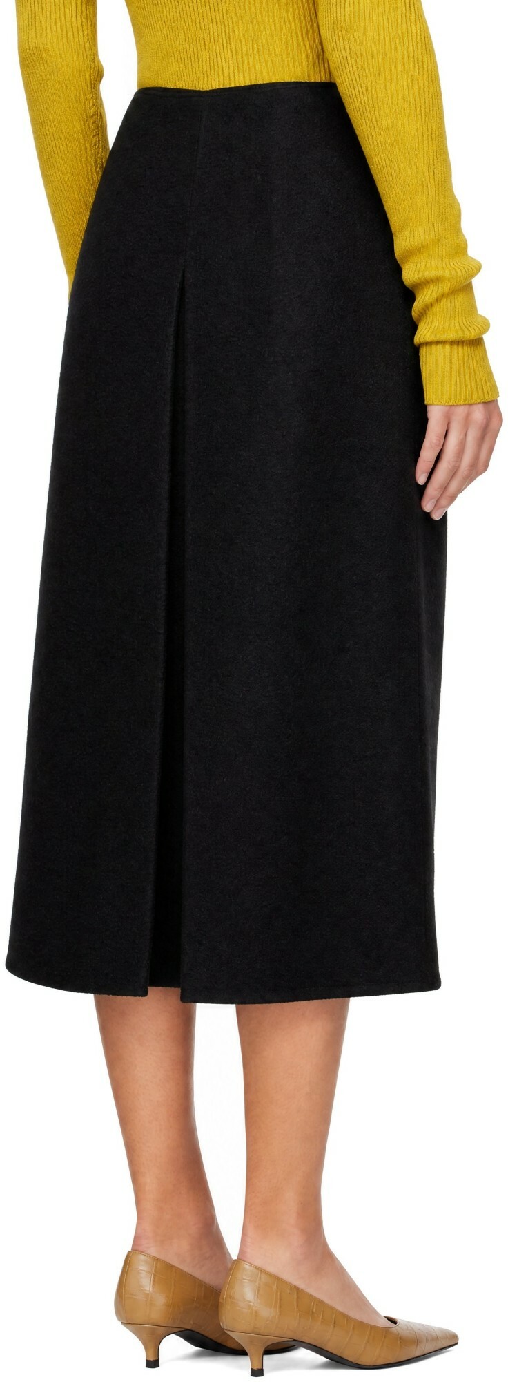 Rier Black Walker Pleat Midi Skirt