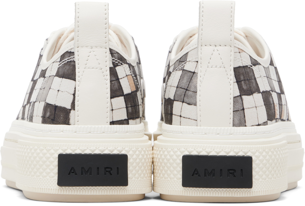 AMIRI White & Gray Checkered Court Low Sneakers