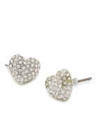 Marc Jacobs Heart Pave Embellished Stud Earrings - Silver - One Size