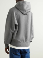 AMI PARIS - Logo-Embroidered Cotton-Jersey Hoodie - Gray