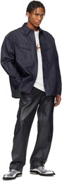 Mugler Navy Oversized Raw Denim Shirt