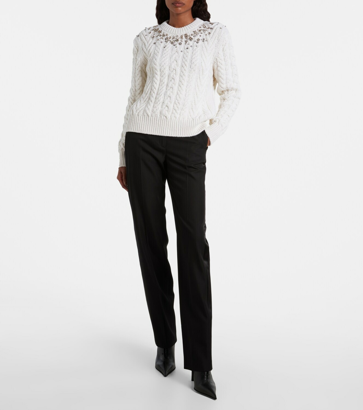McQueen Embellished wool and cashmere sweater