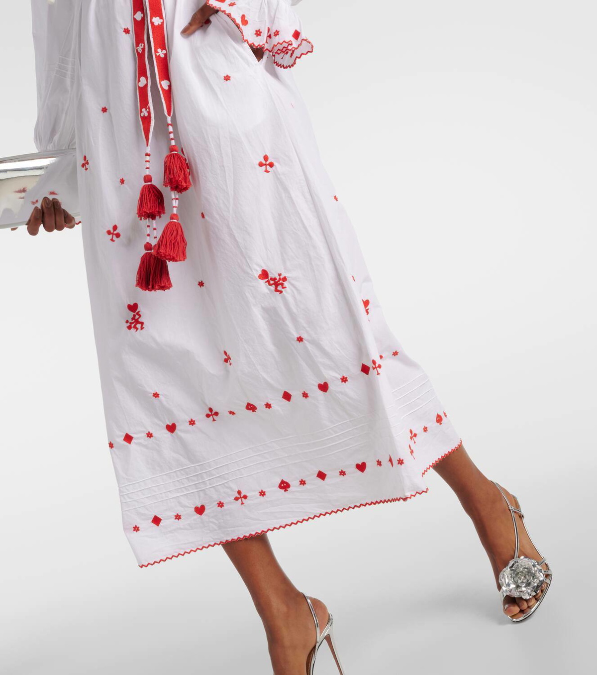 white christmas dresses Zanna Embroidered Cotton Midi Dress – Three Cabanas main image 0