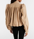 Chloé Gathered cropped cotton canvas jacket