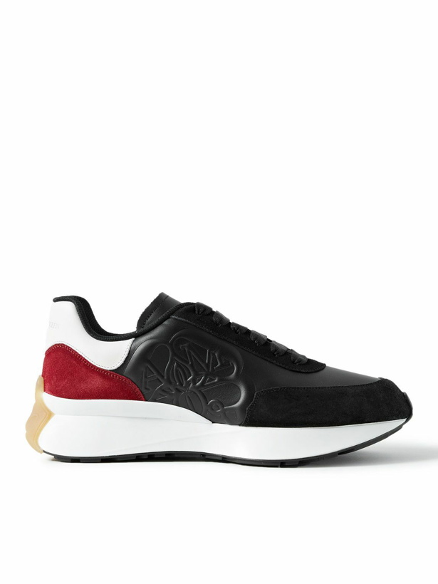 Photo: Alexander McQueen - Sprint Runner Exaggerated-Sole Embossed Leather and Suede Sneakers - Black