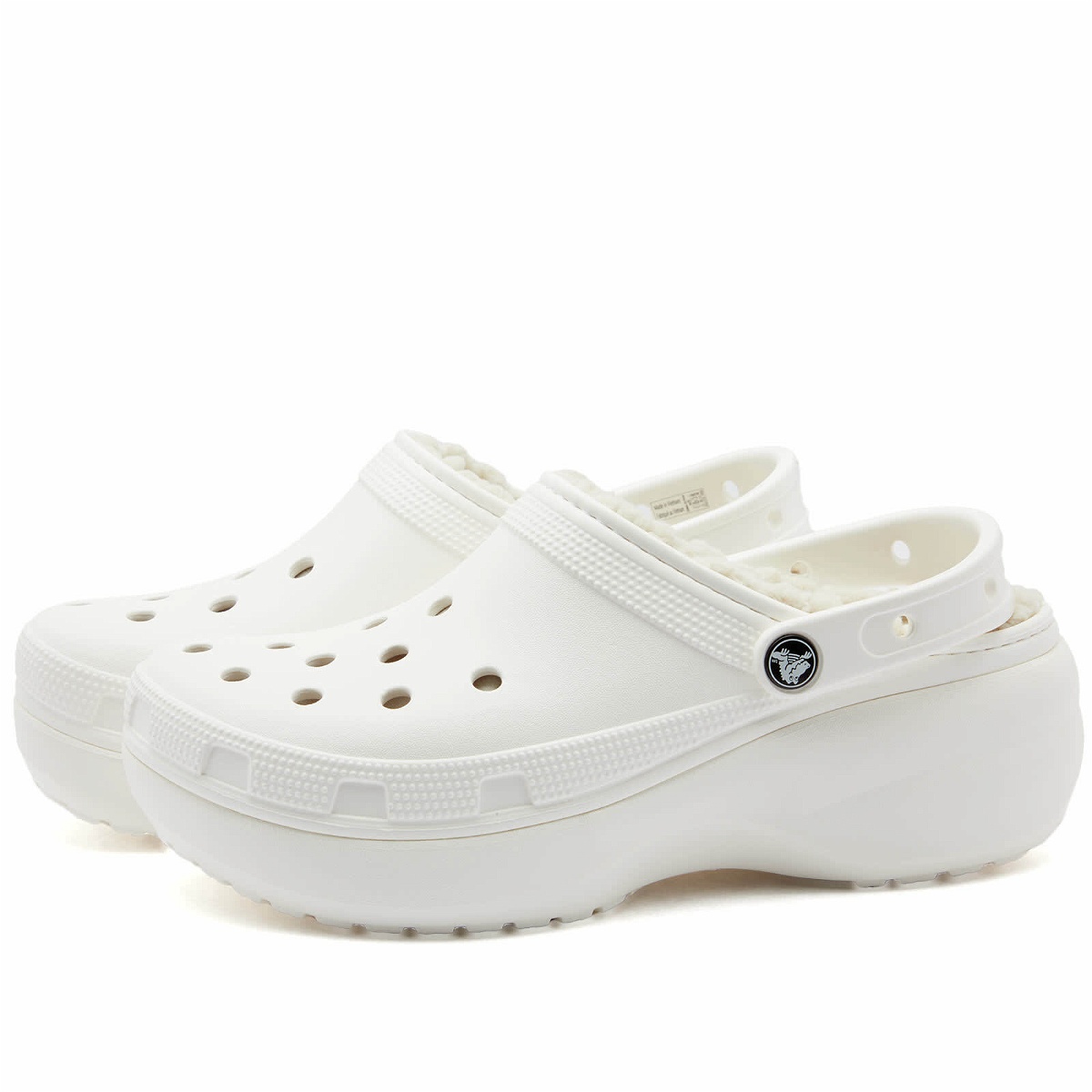 Crocs Women's Classic Platform Lined Clog in White Crocs