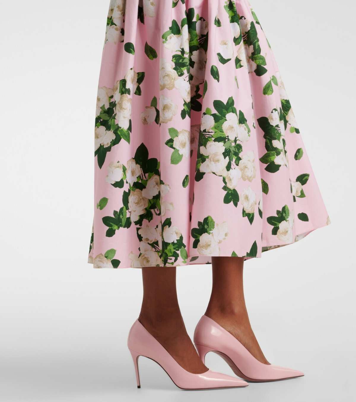 Carolina Herrera Floral ruched cotton-blend midi dress