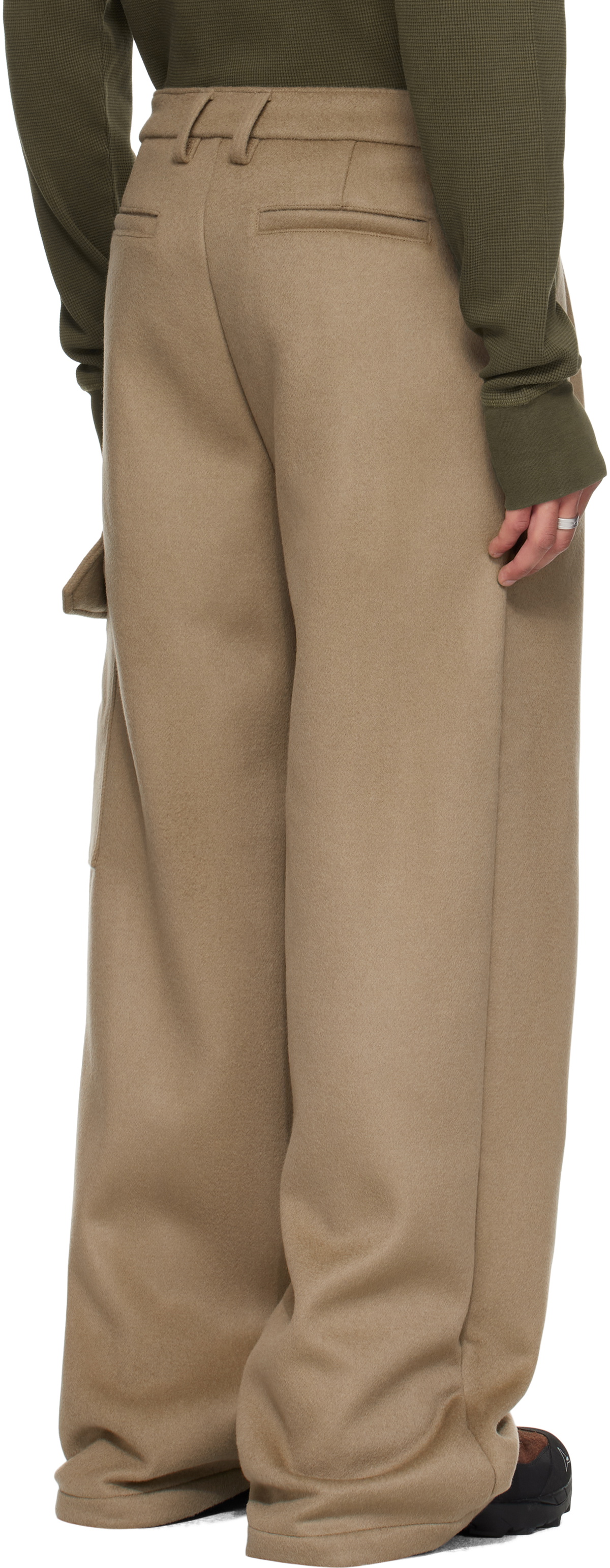 Reese Cooper Gray Merino Wool Pleated Cargo Pants