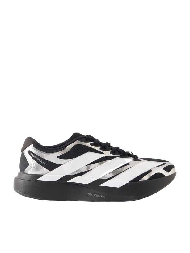 Photo: ADIDAS RUNNING - Adizero Evo SL Exo Striped Metallic Sneakers - Silver