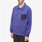 Country Of Origin Men's Quarter-Zip Pocket Sweatshirt in Dusk Blue/Navy