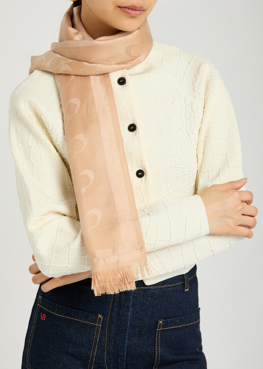 Coach Signature C Logo-jacquard Scarf - Camel - One Size