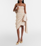 Chloé Bow-detail cotton poplin midi skirt