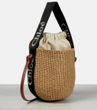Chloé Woody Mini leather-trimmed bucket bag