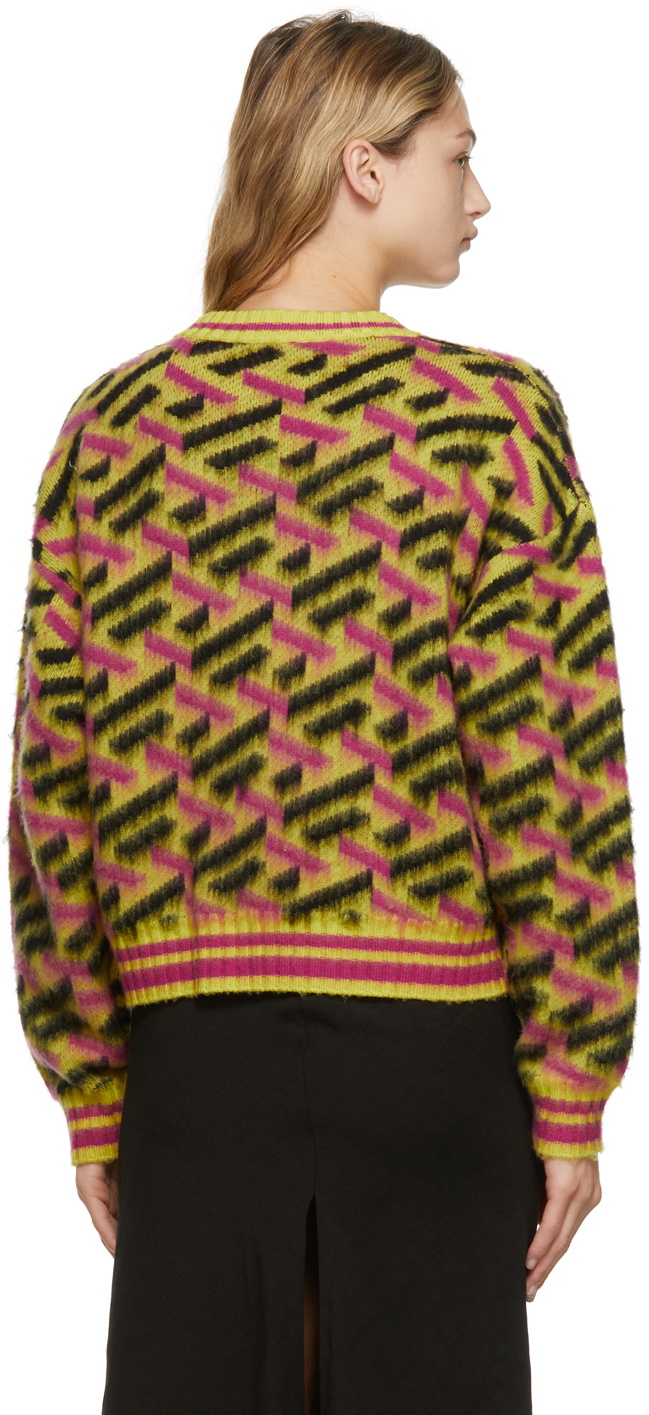 Versace Kids Yellow Monogram Jacquard Sweater In Yellow Multicolor