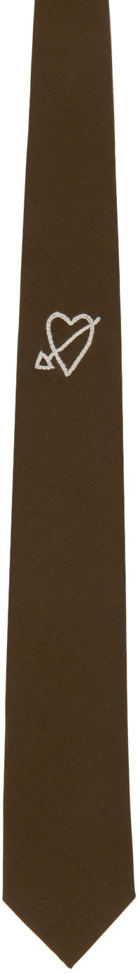 Ernest W. Baker Brown Heart Embroidered Neck Tie Ernest W. Baker