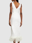 ALESSANDRA RICH - Velvet Midi Dress W/ Feathers