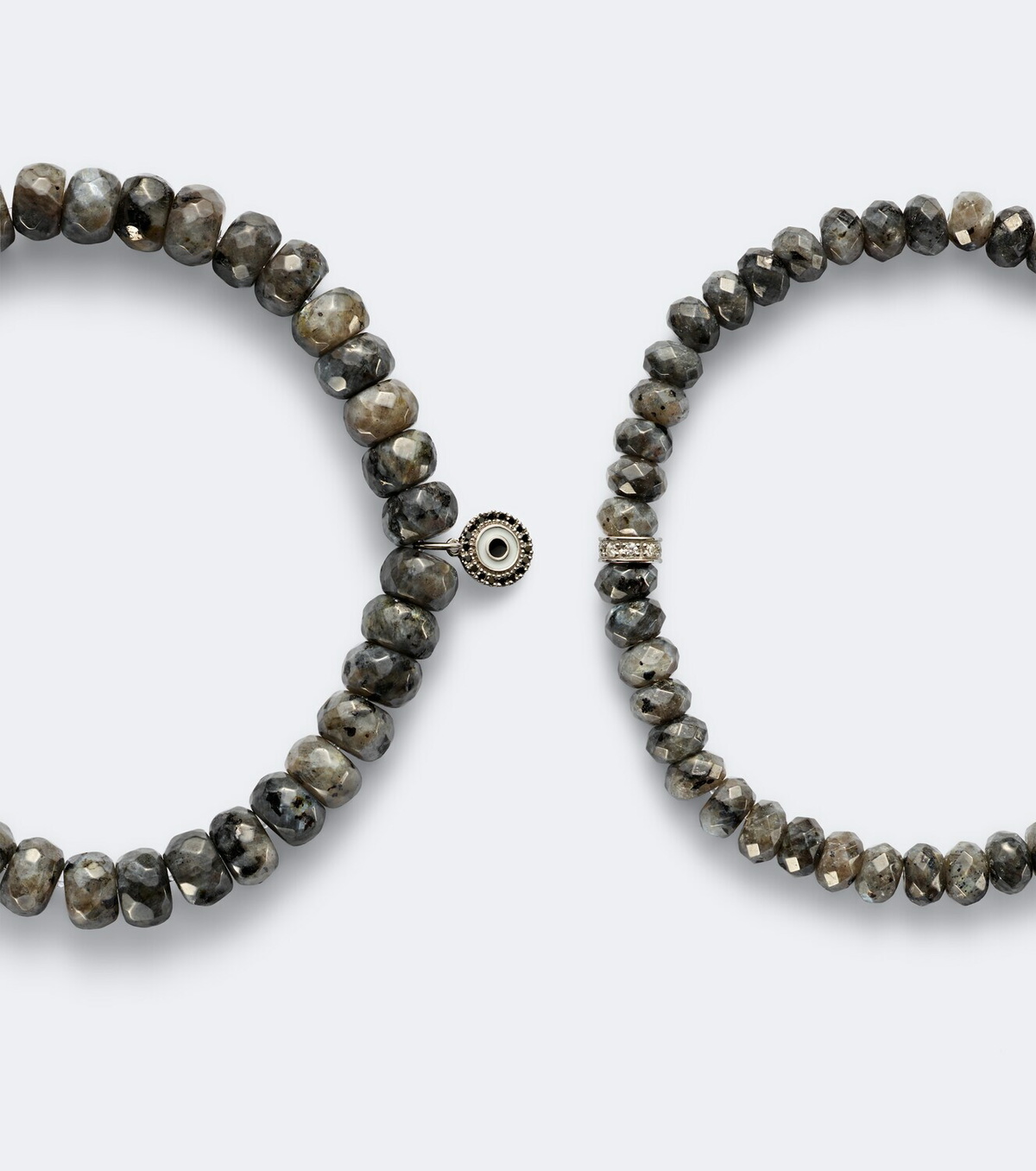 Sydney Evan Set of 2 14kt white gold beaded bracelets with diamonds and moonstones