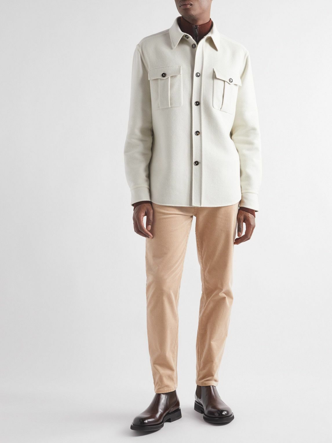 Agnona - Straight-Leg Stretch-Cotton Corduroy Trousers - Neutrals