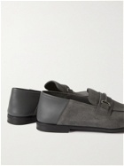 DUNHILL - Chiltern Suede and Leather Loafers - Gray