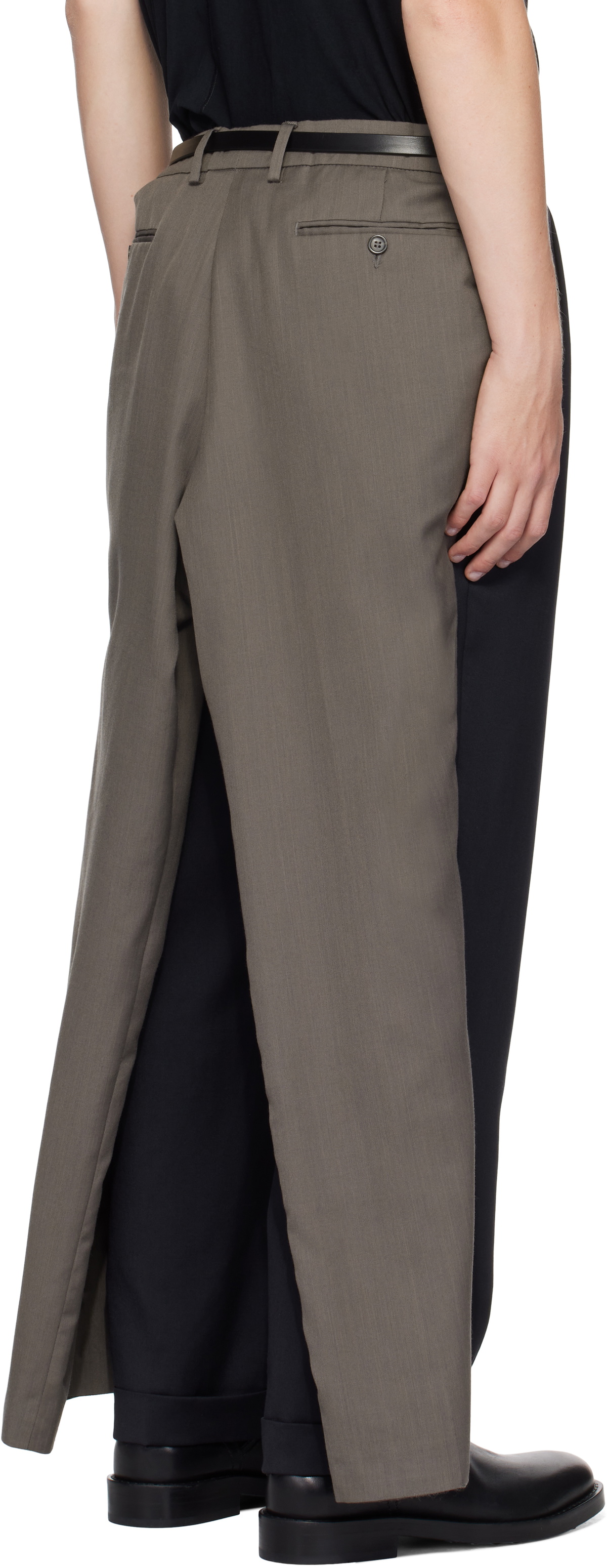 HODAKOVA Navy & Taupe Double Suit Trousers