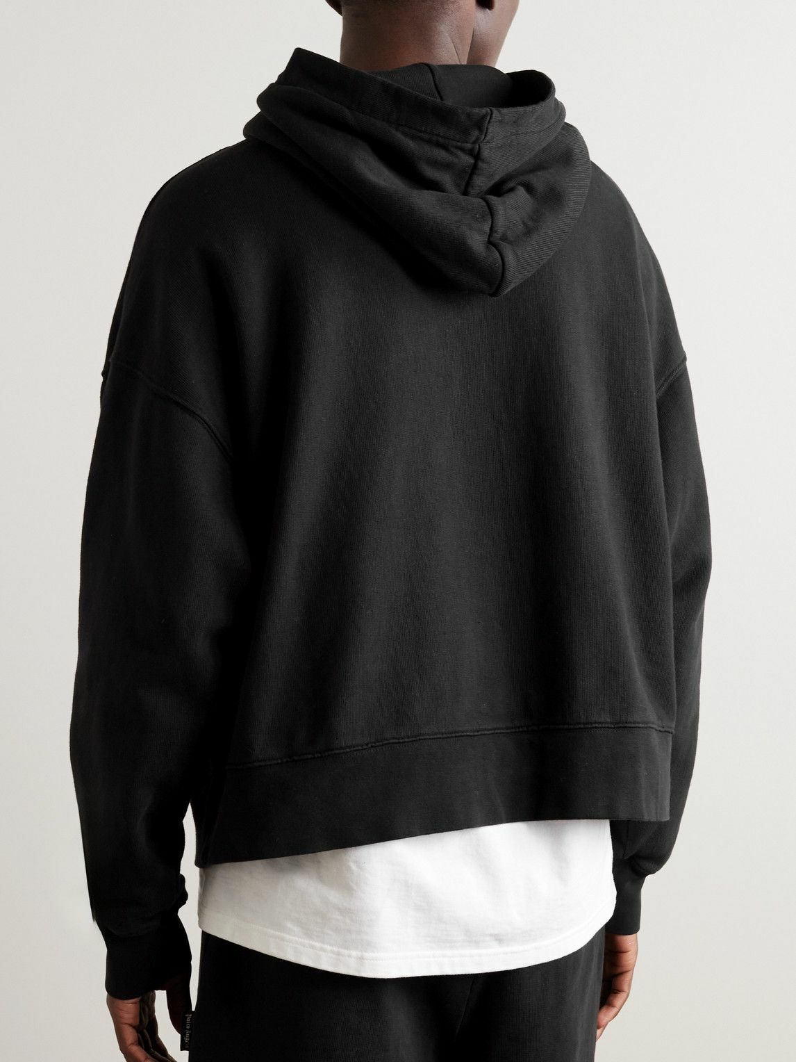 Palm Angels - Logo-Print Cotton-Jersey Hoodie - Black