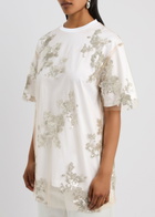Marques' Almeida Floral Sequin-embellished Tulle and Cotton T-shirt White