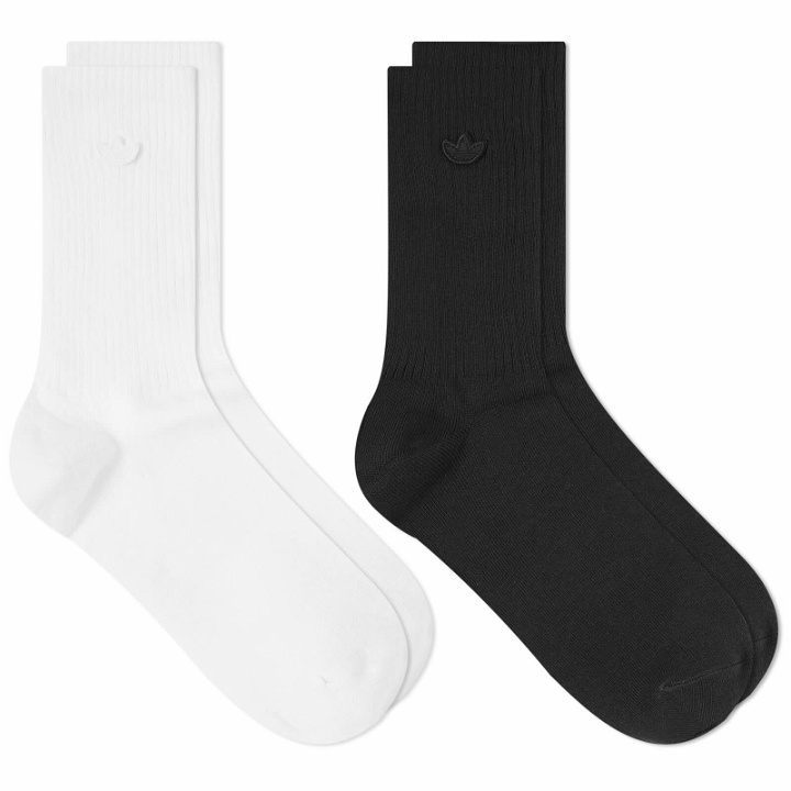 Photo: Adidas Men's Adicolour Crew Sock - 2 Pack in White/Black