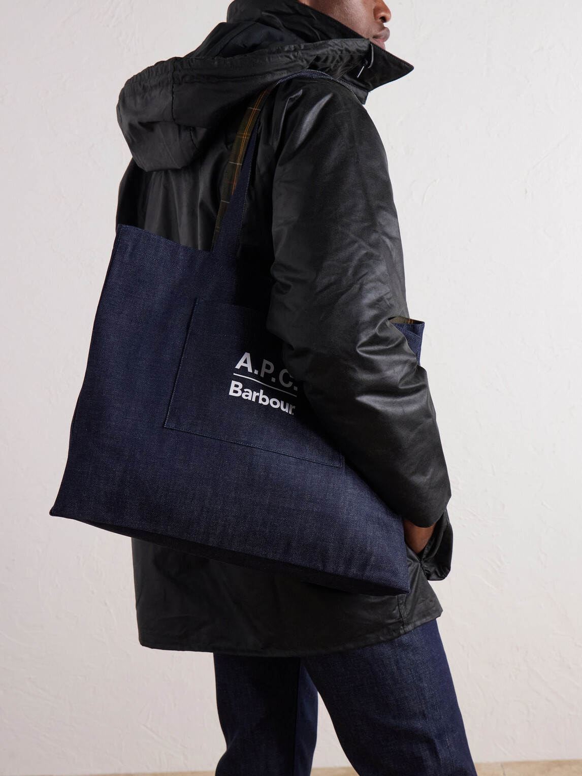 Barbour - A.P.C. Logo-Print Denim Tote Bag - Blue