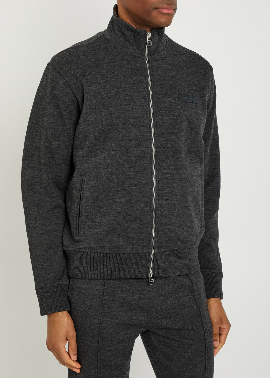 Givenchy Logo-appliquéd Wool-blend Track Sweatshirt Grey